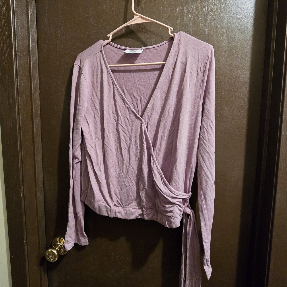 Elegant Mauve Wrap Blouse